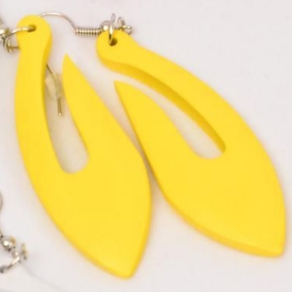 Geometric, Colorful, Wooden, Fishhook earrings - Picture 7 of 10